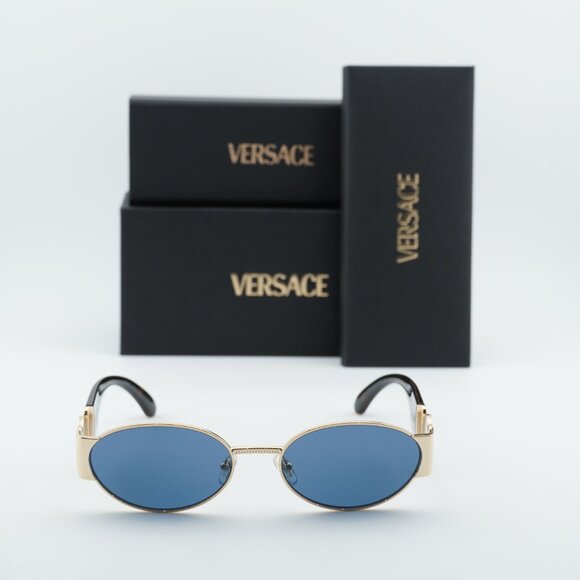 Versace VE2299 100280 Oval Sunglasses - Gold/Dark Blue main image 6
